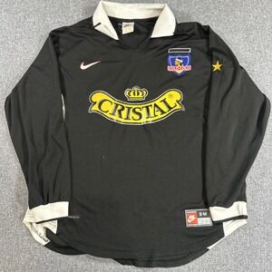Vintage Nike Colo Colo Long Sleeve Soccer Jersey Black Chile Futbol S/M Early 2K
